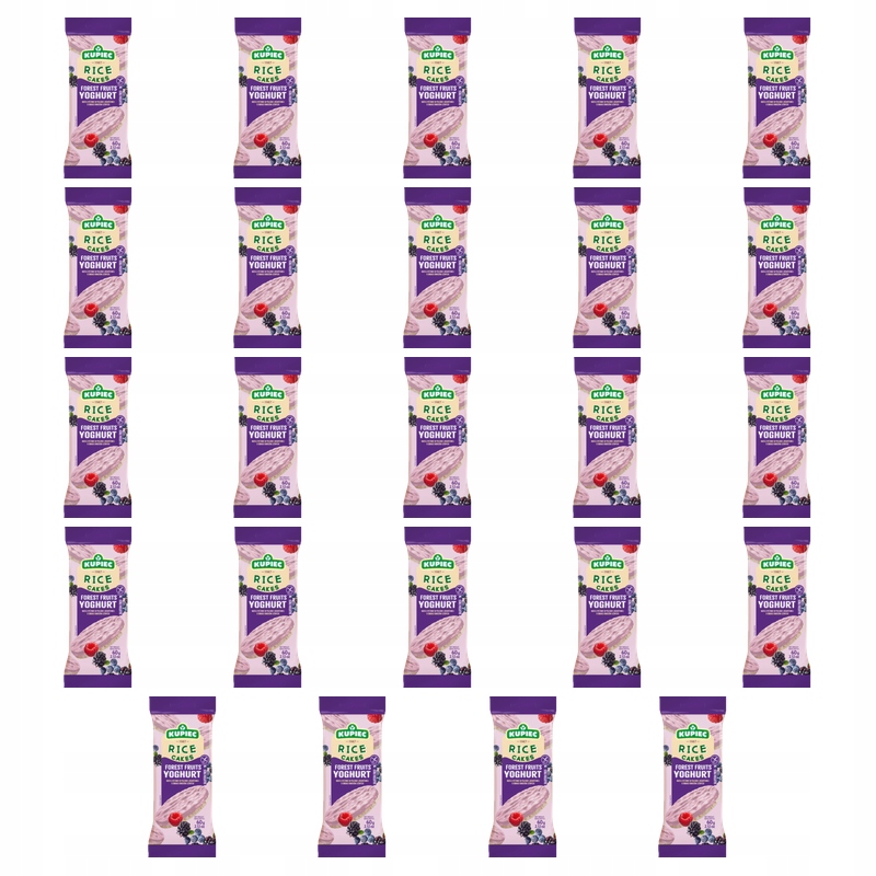 Kupiec Wafle ryżowe w polewie jogurtowej o smaku owoców leśnych 60g X24