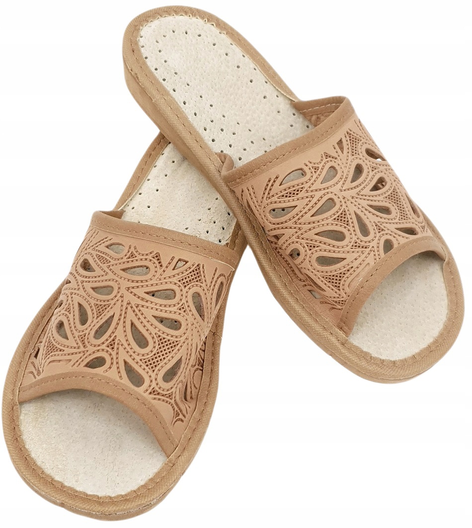 Kapcie 100% Skóra Odkryte Góralskie Pantofle *41*