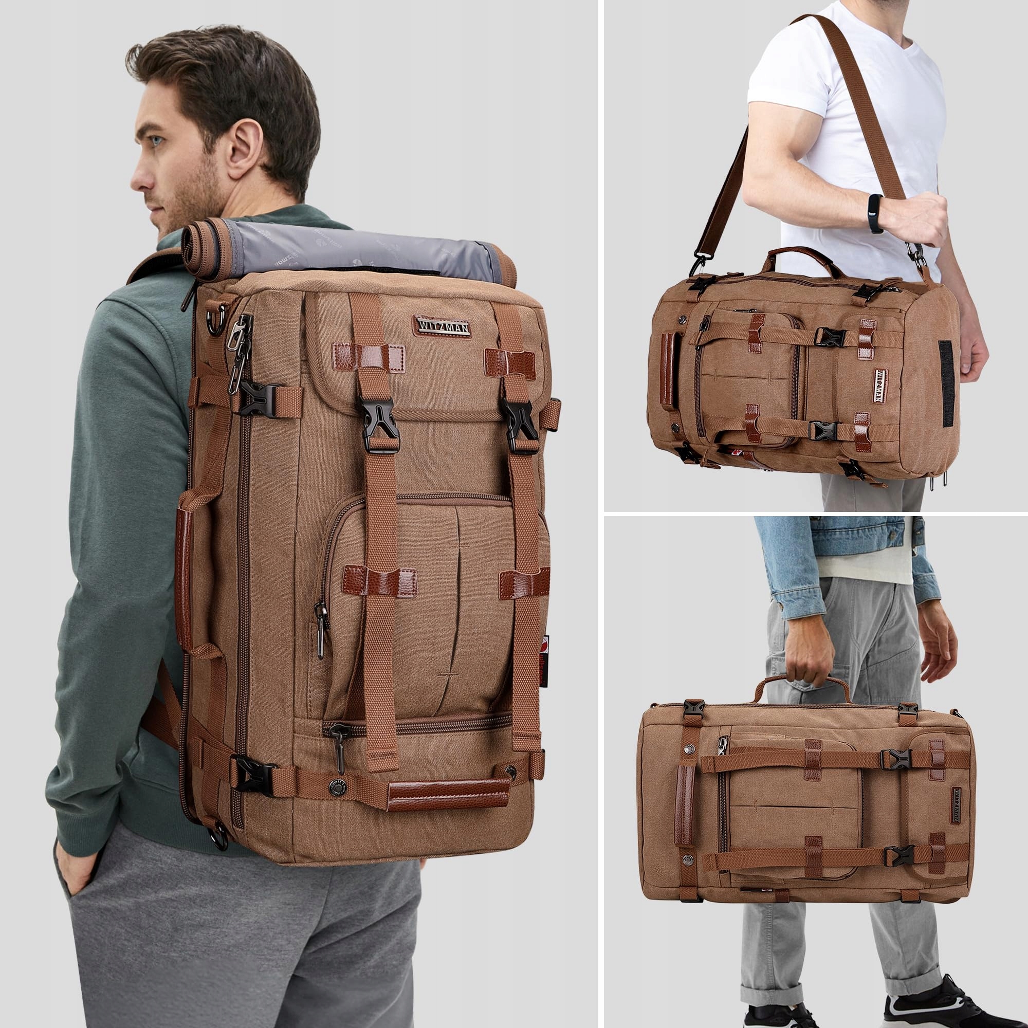 Witzman Batoh Pánský Canvas Vintage Velký Na Notebook 17 palců Cestovní Taška