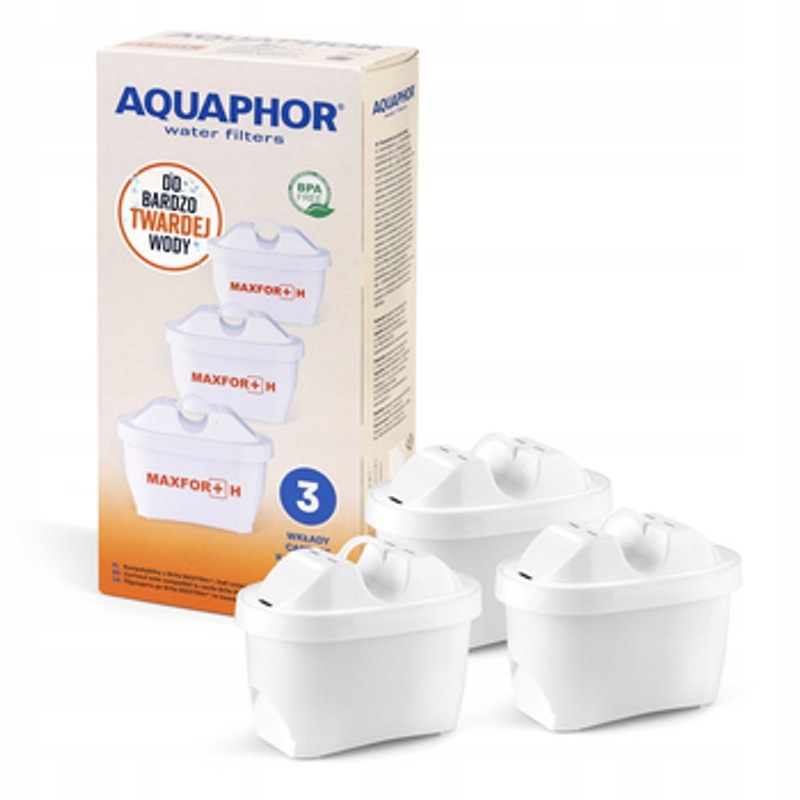 Uniwersalne wkłady filtrujące Aquaphor Maxfor+ H (do wody twardej) 3 szt..