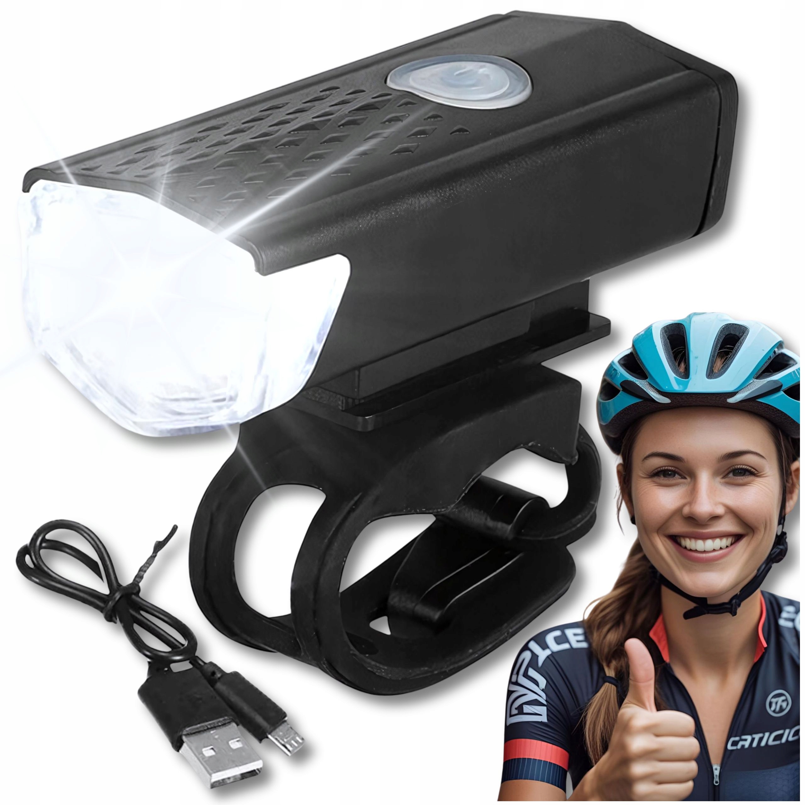 Lampka Rowerowa Przednia Led Przód Mocna Akumulatorowa Usb Latarka RPL-2255