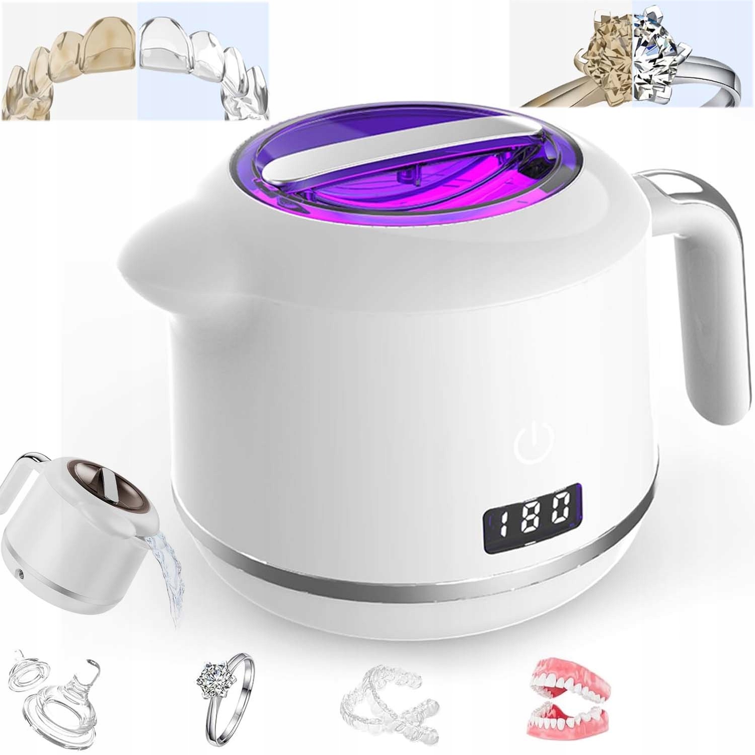 Myjka Ultradźwiękowa Do Protez Biżuteri Sterylizator Kosmetyczny Invisalign