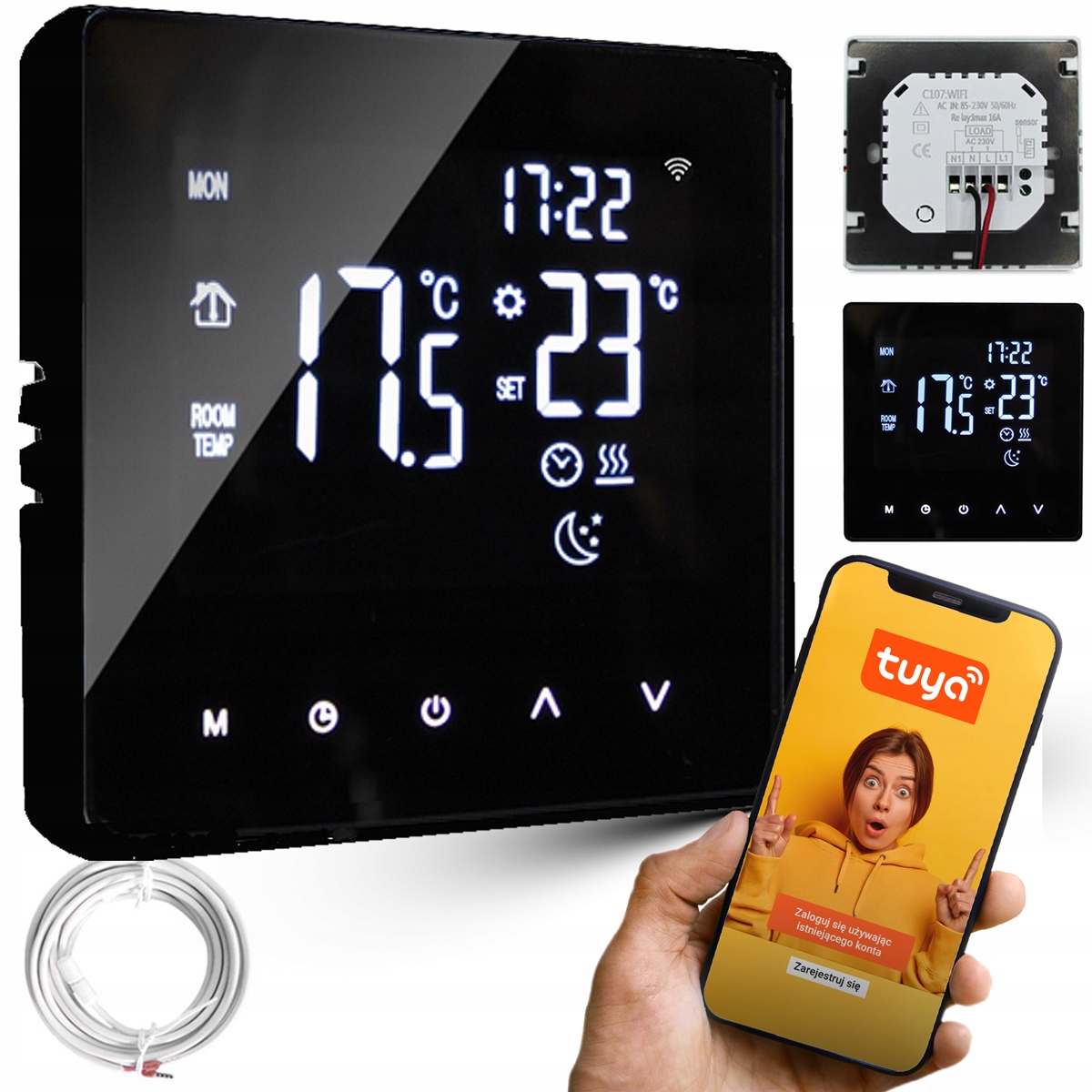 Elektronický Termostat Regulátor Teploty Pokojový Dotykový LCD Tuya WiFi