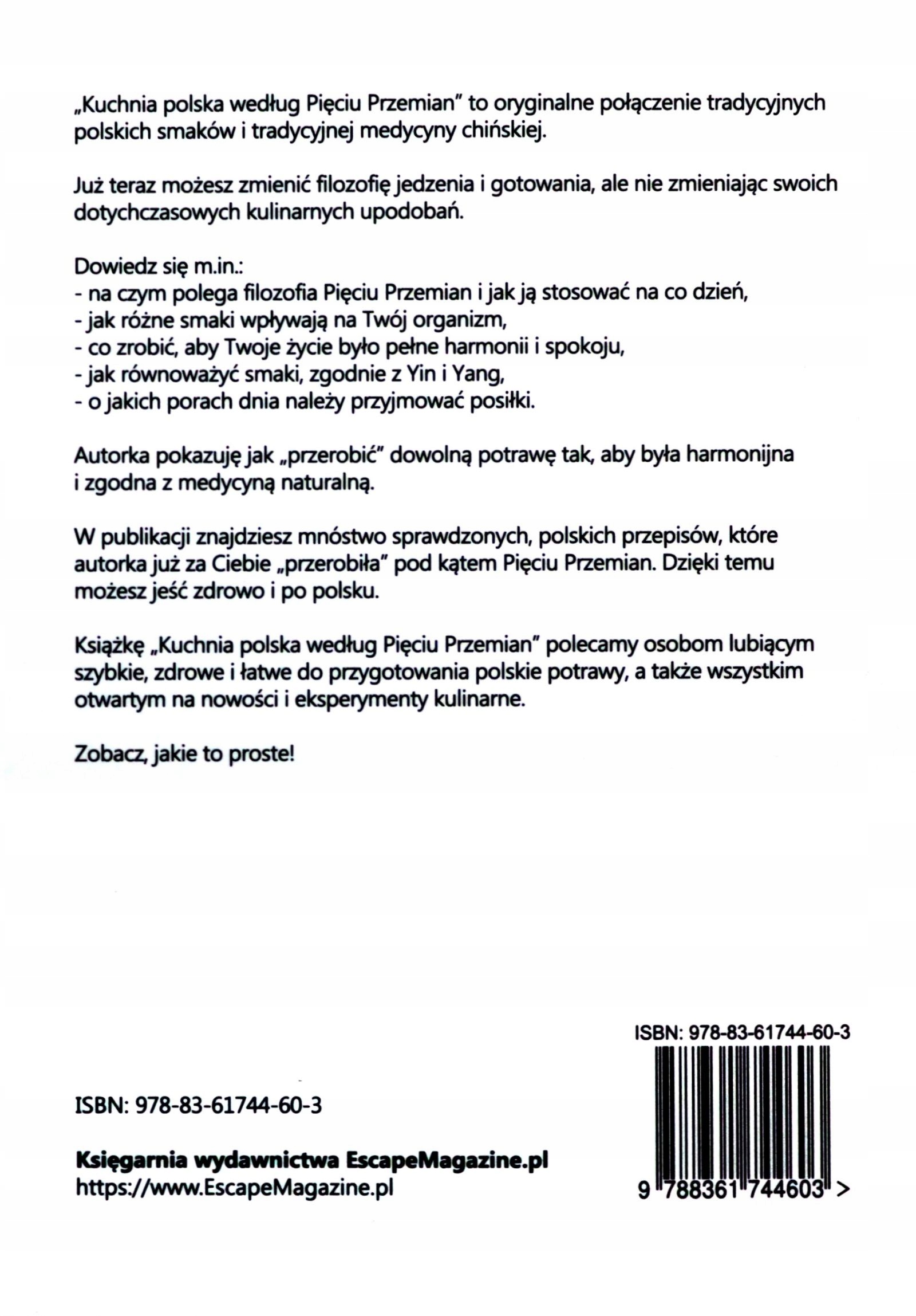 KUCHNIA POLSKA WEDŁUG PIĘCIU PRZEMIAN [KSIĄŻKA] Stan opakowania oryginalne