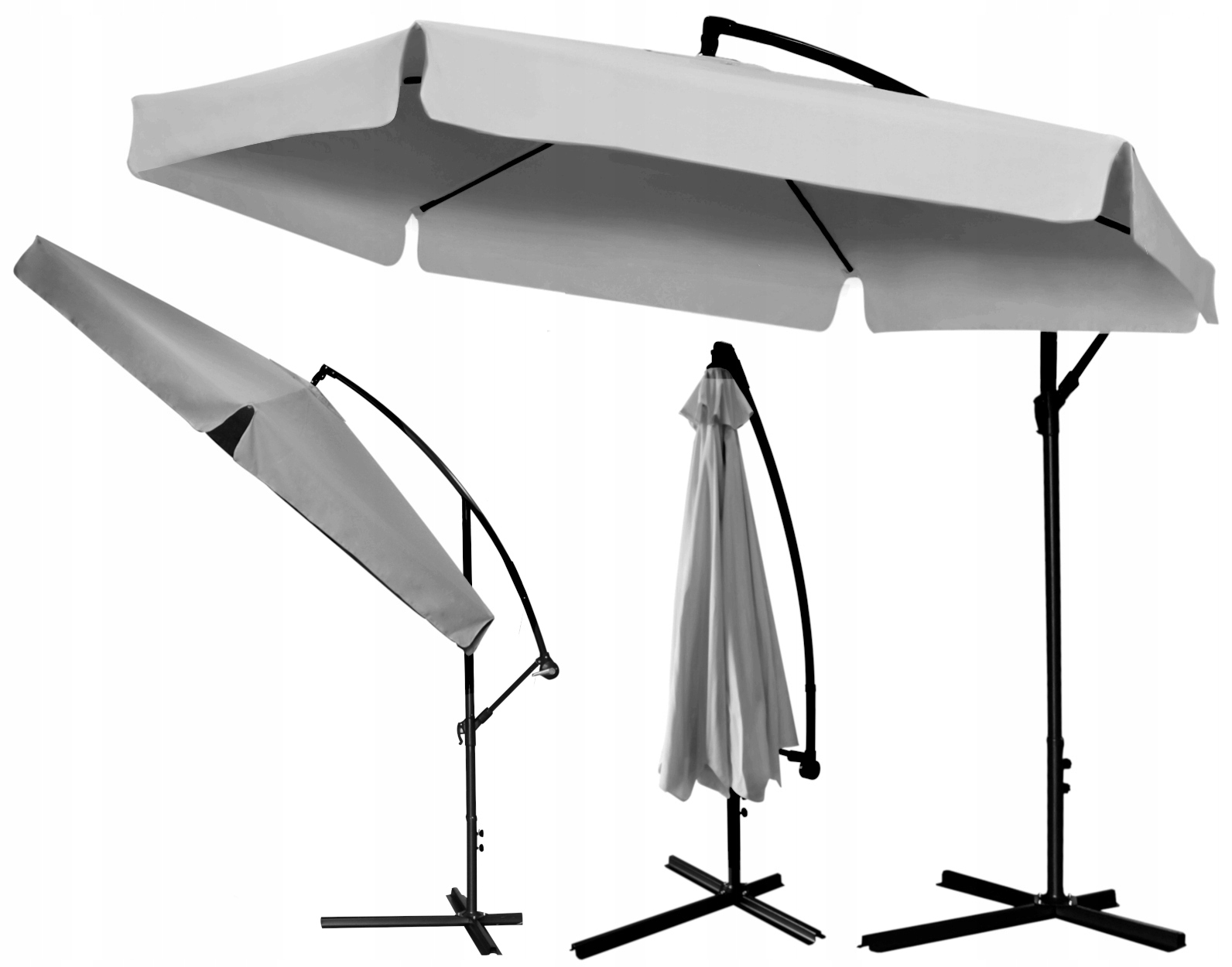 Deštník s boční nohou cg šedý 300 x 250 cm
