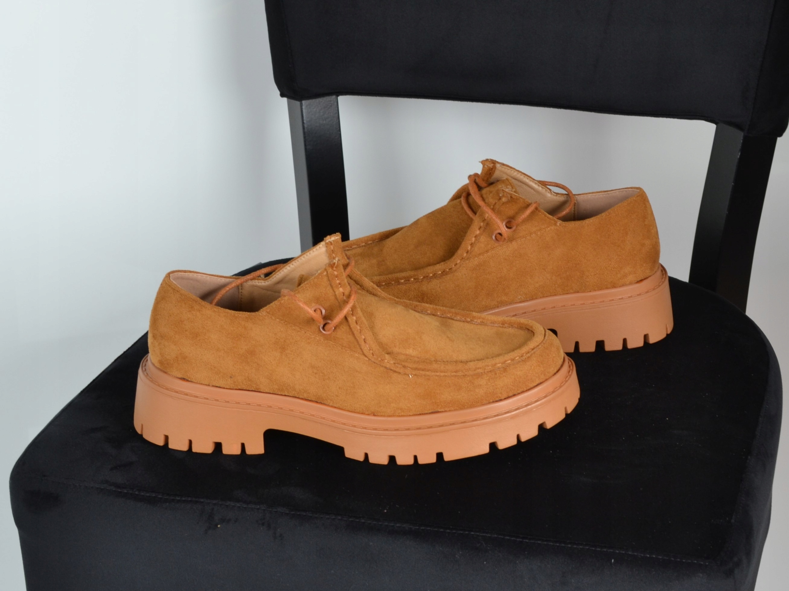 DAMSKIE MOKASYNY KARMELOWE ZAMSZOWE ELEGANCKIE Marka inna