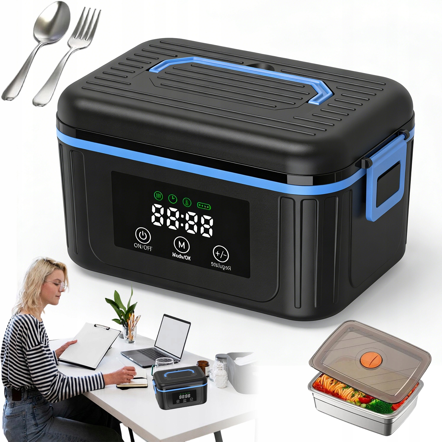 Inteligentní Elektrický Obědový Box 1500 ML S Časovačem A Ocelovou Nádobou