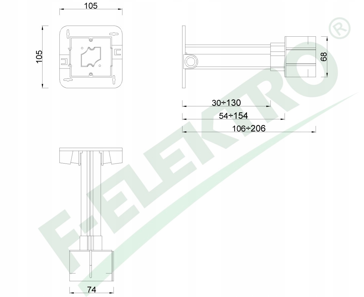 Puszka do dociepleń elewacji w styropian 206mm KAI Marka F-Elektro