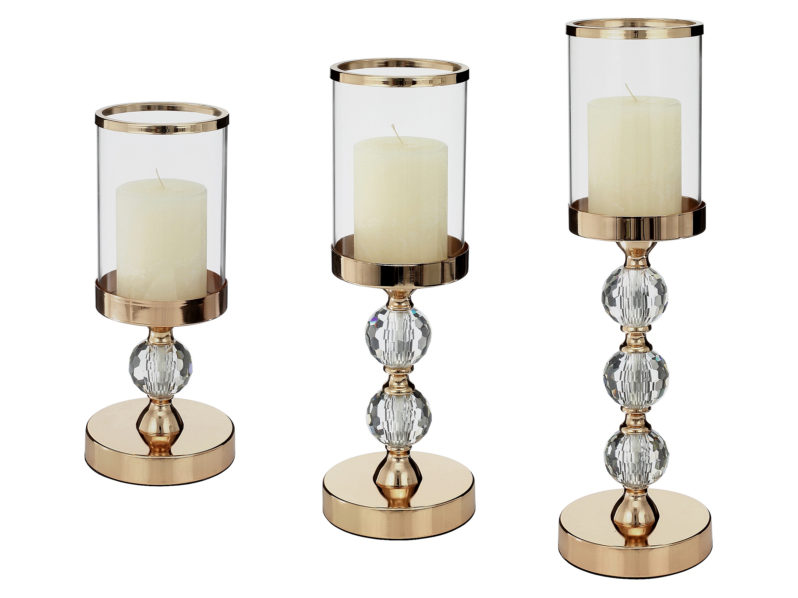 

Świecznik Glamour Lampion Kryształ Luxury Gold kpl