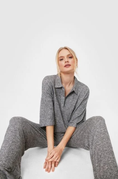 

468A* Nasty Gal Komplet Dresowy Ciemny Szary 38