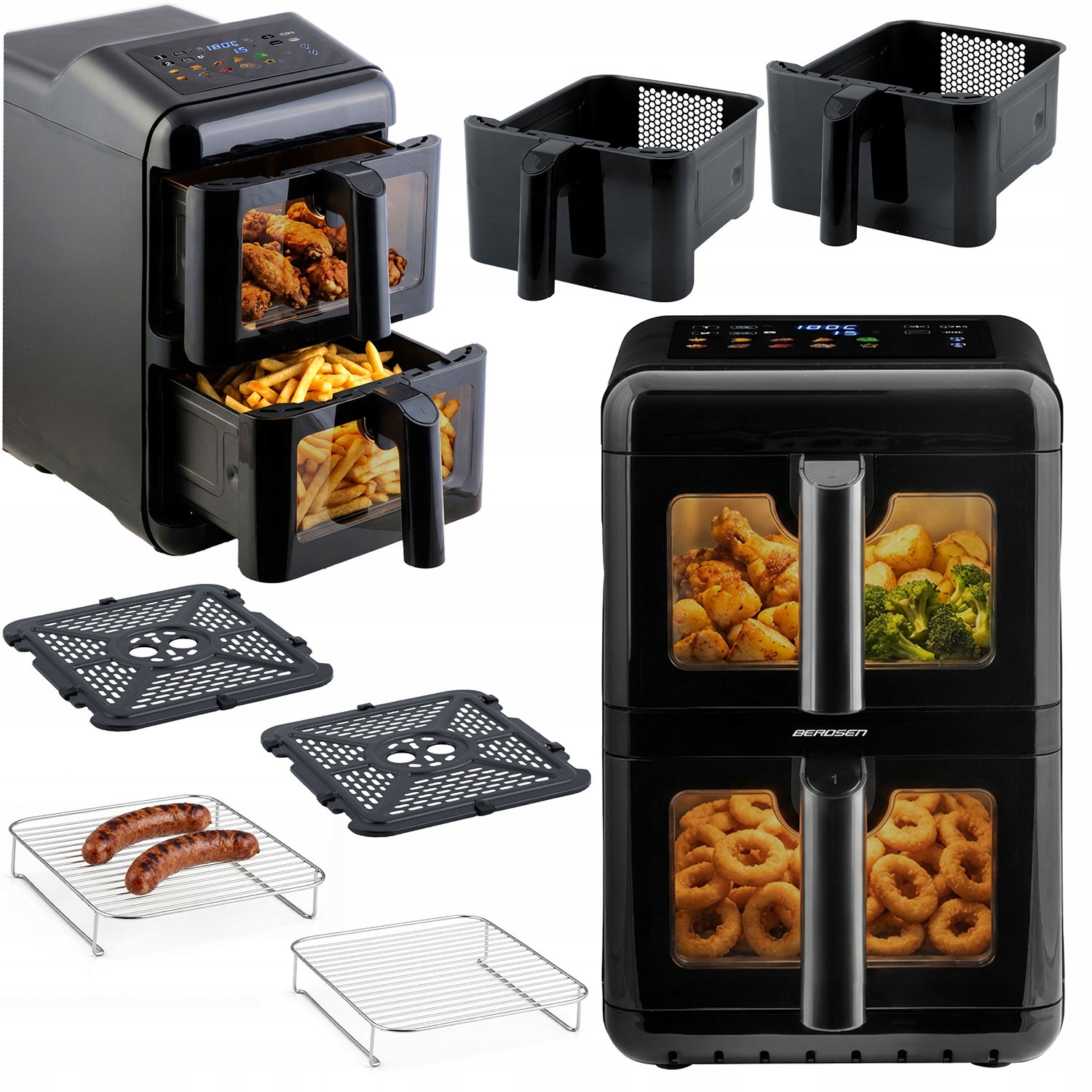 Fritéza Beztuková Dvoukomorová Vertikální 11,6 l Air Fryer Berdsen 3000 W