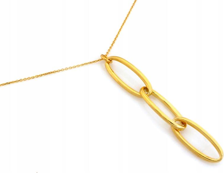 Pozlacený náhrdelník s přívěskem a třemi velkými články ze stříbra 925 jako dárek r45