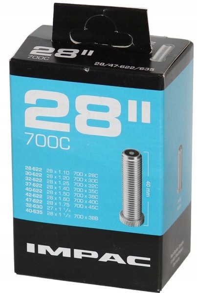 

Dętka Impac 28" 1.10-1.75 AV40 Auto