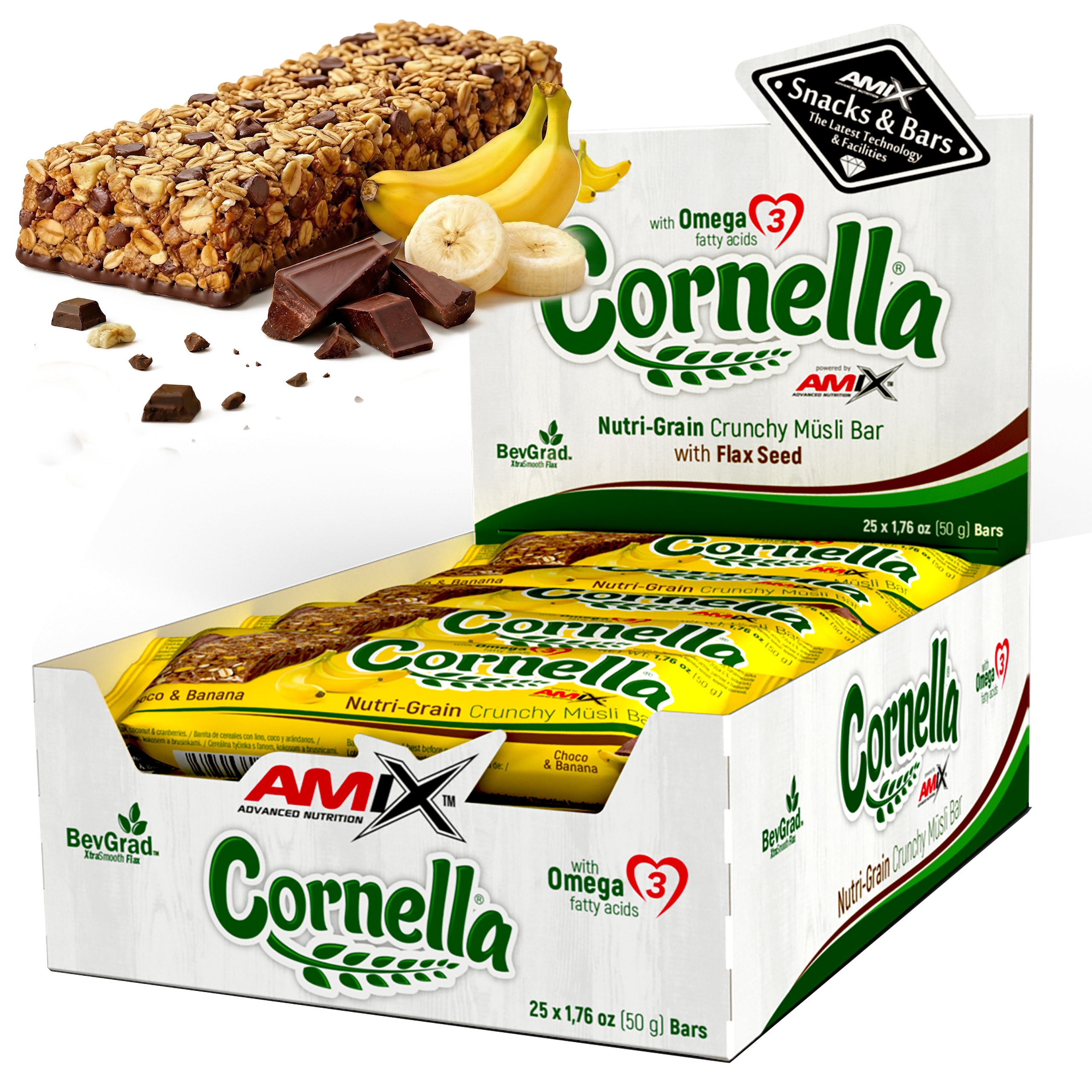 Batony Energetyczne bananowe! zastrzyk mocy Amix Cornella Banan Czekolada