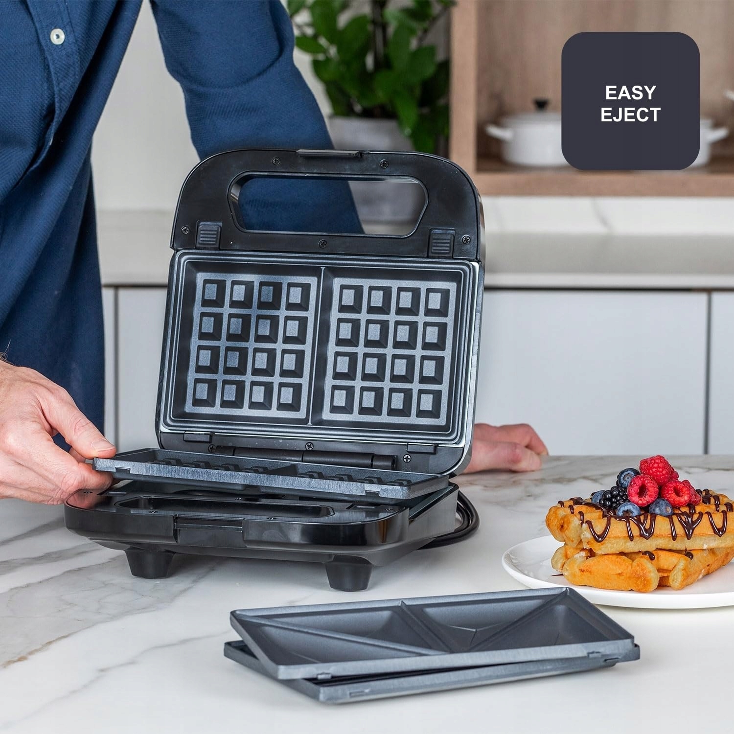 BLACK+DECKER Sandwichmaker 3w1 750W Wymienne Płyty Grill Wafle — miniatura 2