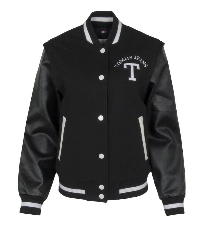 Tommy Jeans Dámská baseballová bunda s odnímatelnými rukávy, černá, L
