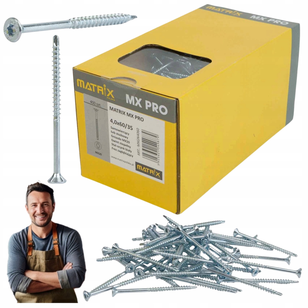 Wkręty do Drewna Matrix MX Pro 4x60/35mm Stożkowy frez zagłębiający 400szt