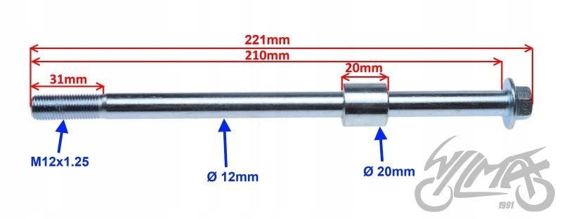 OŚ KOŁA PRZÓD M12x210 DO JUNAK 126 Producent inny