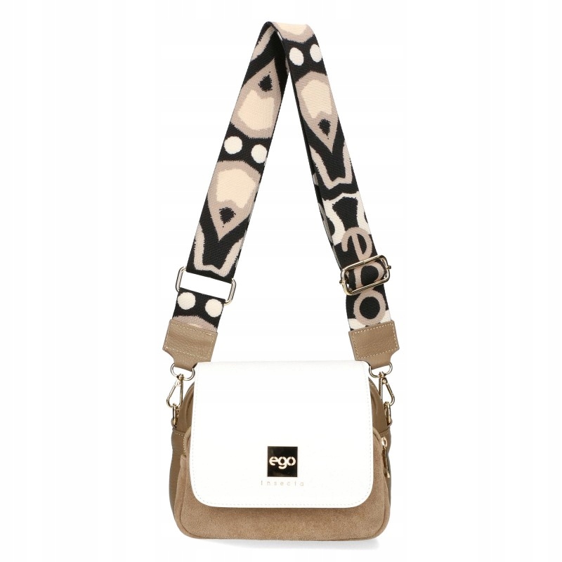 Dámská kabelka Ego Crossbody Kabelka Přes Rameno Kožená Bílá Premium Pásek Logo