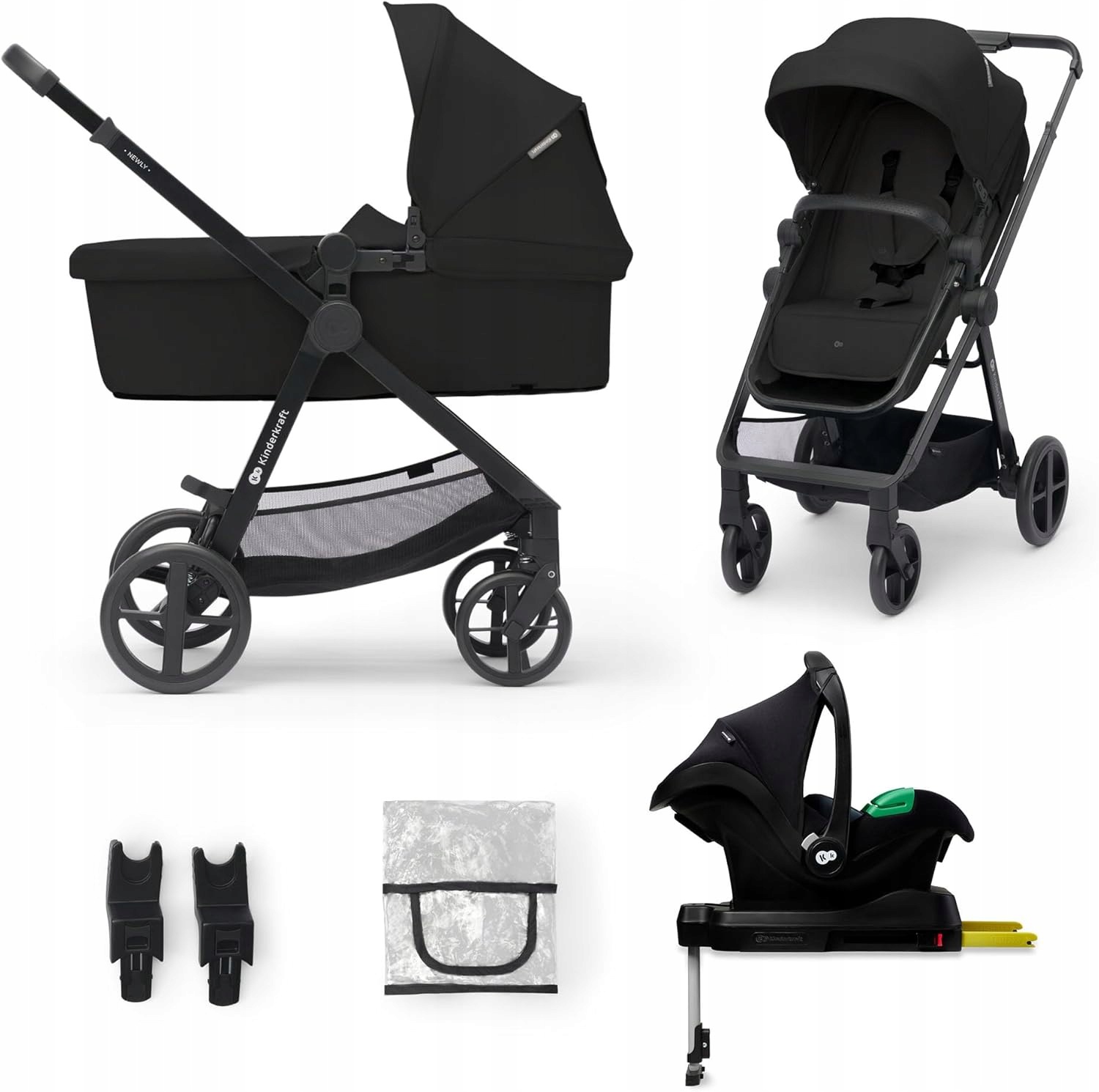 Kinderkraft Newly wózek spacerowy do 22 kg 4w1 fotelik gondola baza isofix