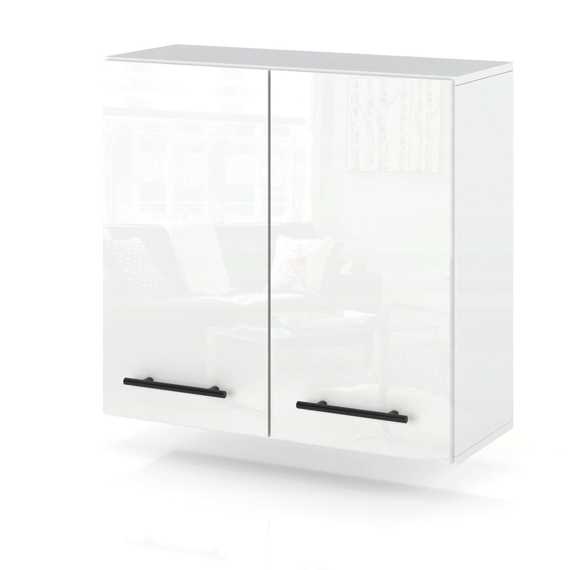 SZAFKA KUCHENNA GÓRNA WISZĄCA 2 DZRWI BIAŁY POŁYSK 80CM