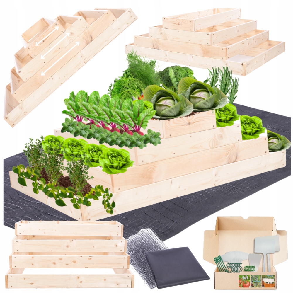 Zeleninový Záhon kaskádový, nastavitelný, vyvýšený květináč, impregnace 36x120x60