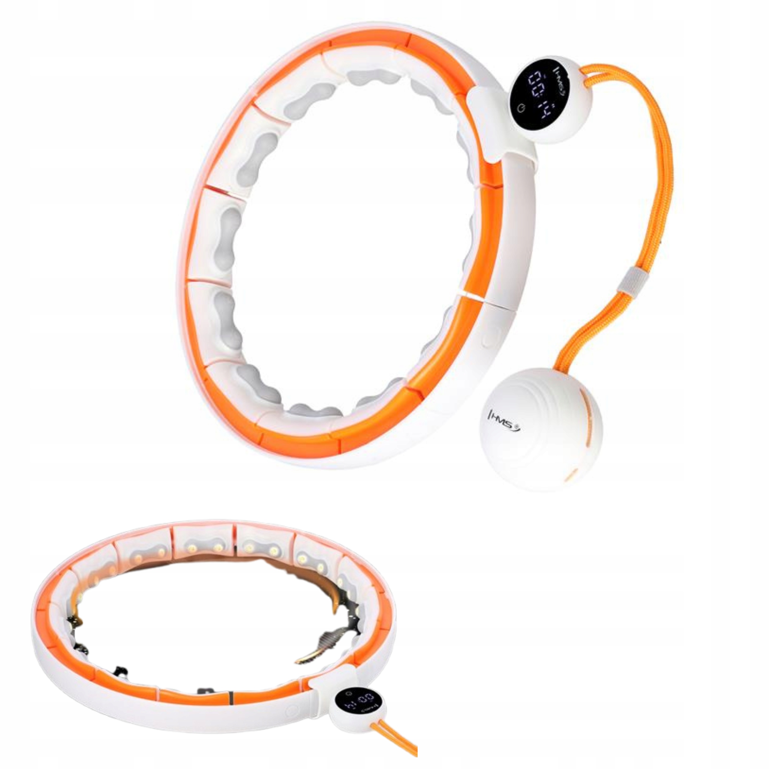 Hula Hoop Bílo-oranžová s výstupky a magnetickým počítadlem zatížení