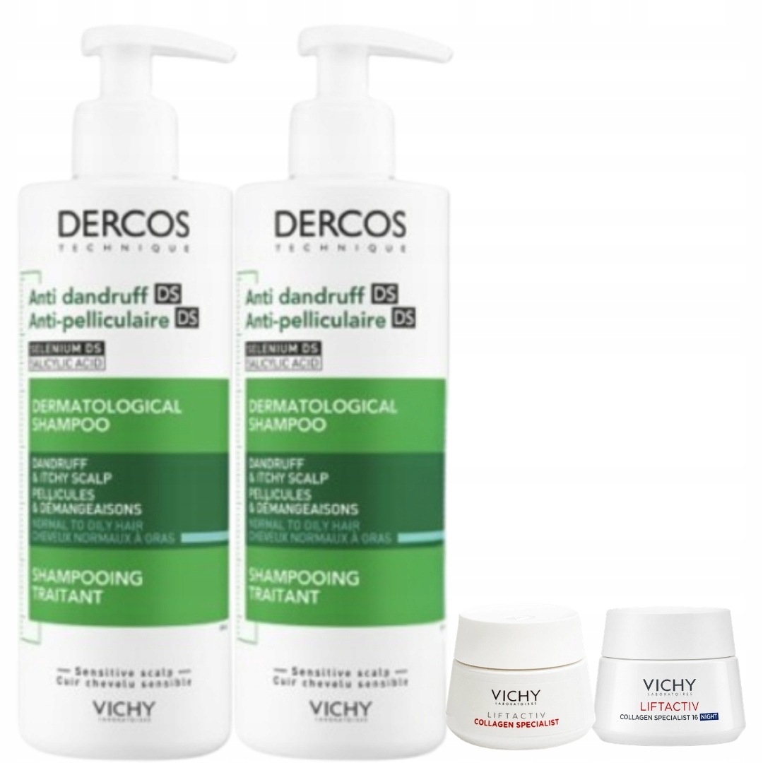 Vichy Dercos szampon przeciwłupieżowy włosy normalne i tłuste 390ml 2PAK