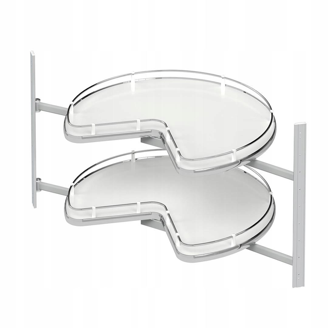 Półka obrotowa narożna 3/4 750 mm biała 2 poziomy 360° do szafki narożnej
