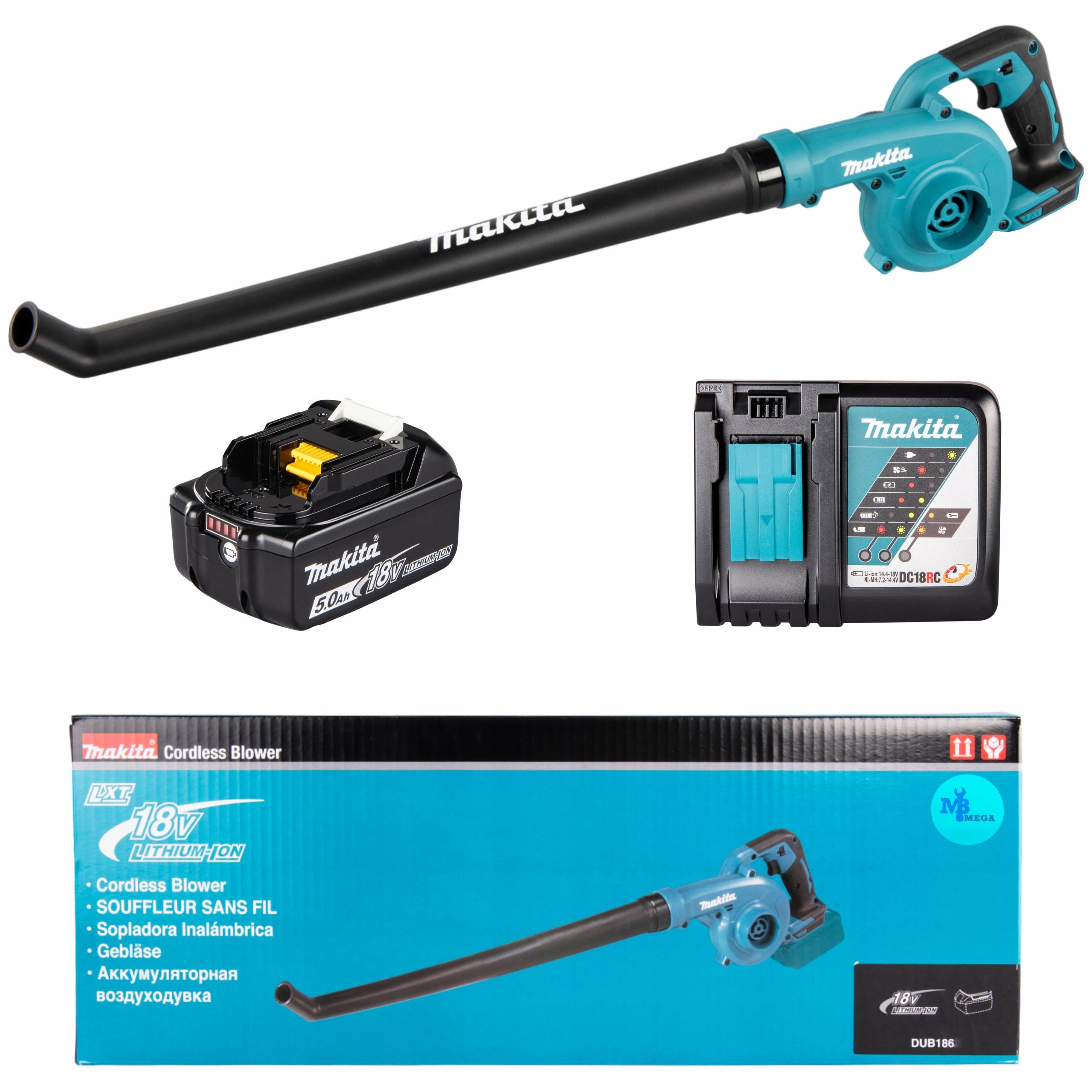Makita Dmuchawa akumulatorowa 18V 1x Akumulator 5,0Ah Ładowarka do liści