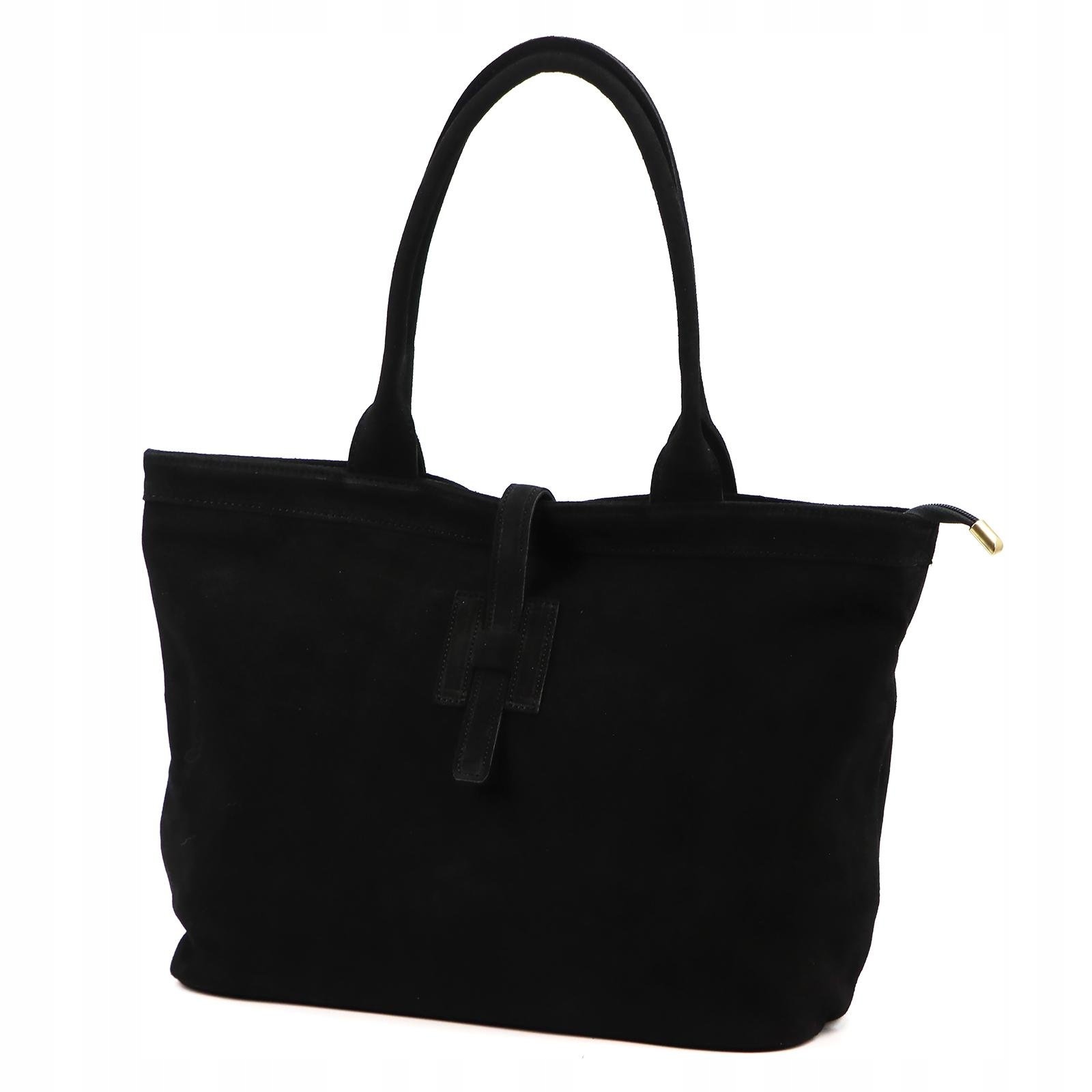 Dámská shopper kabelka z semišové kůže černá A4 Luka