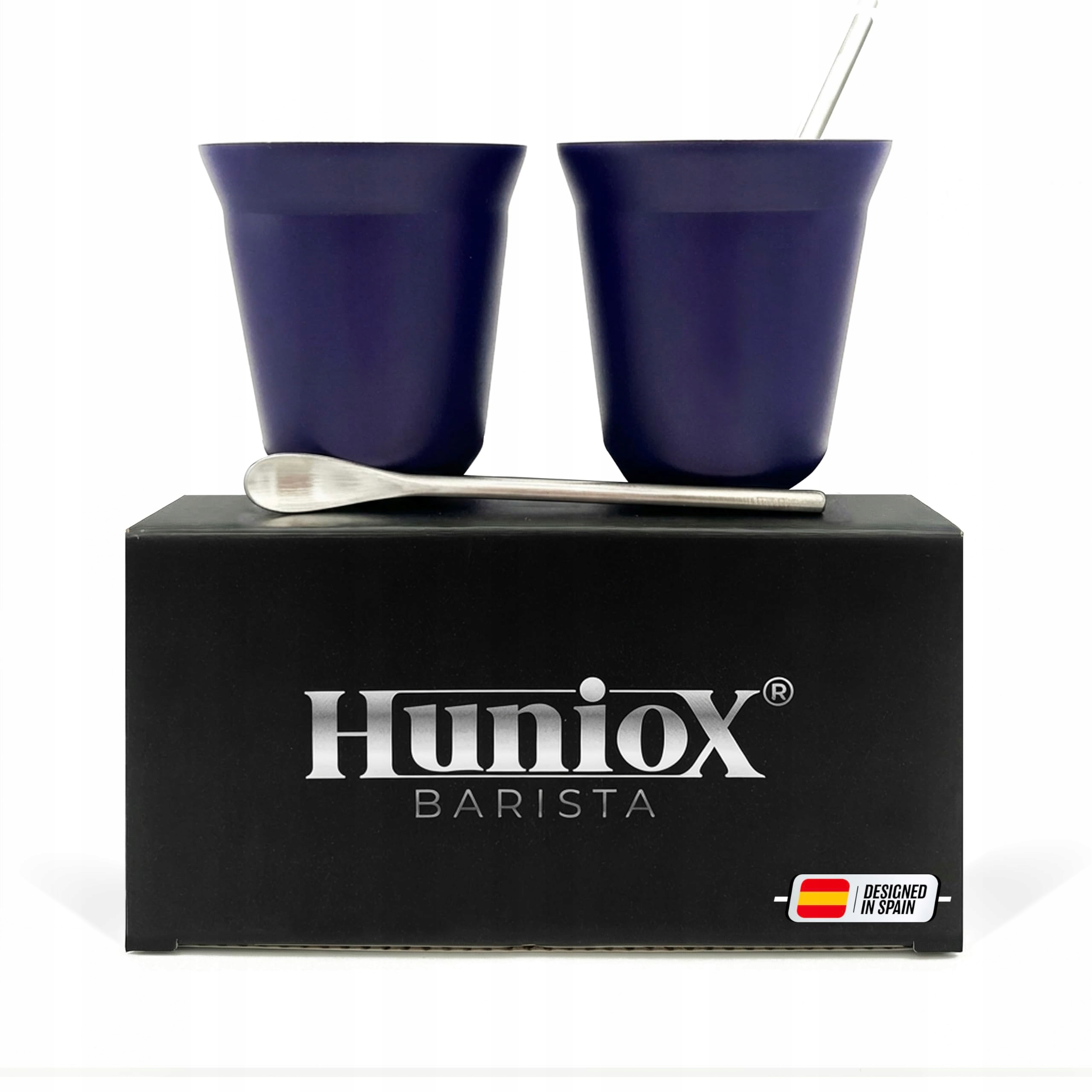 Huniox Sada šálků 2x160 Ml Tlusté stěny bez ucha s lžičkami