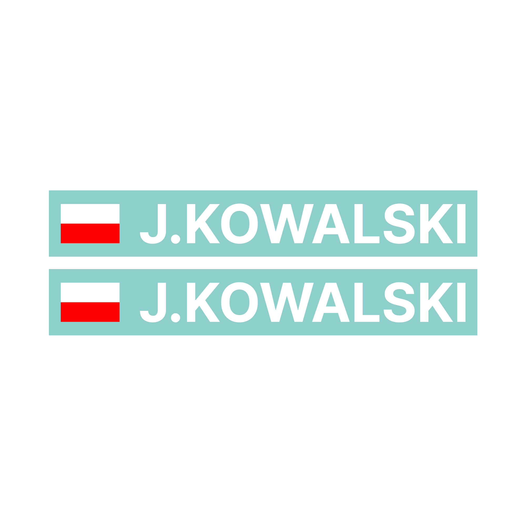 Naklejka rajdowa, drift, Kjs, nazwisko z flagą 2 cm wysokości zestaw 2 szt.
