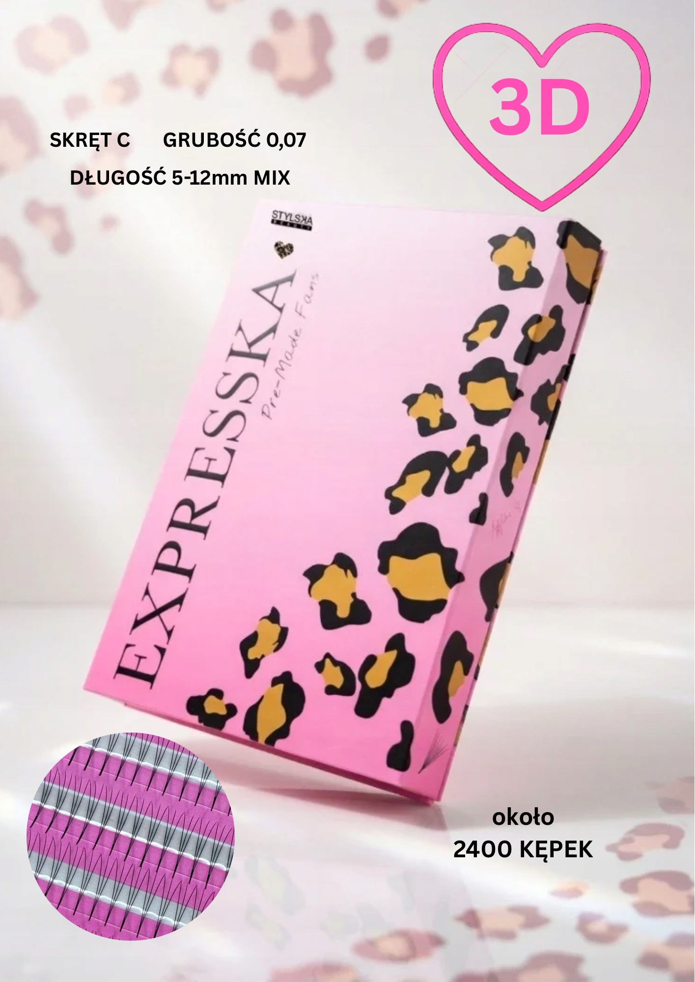 Gotowe kępki rzęs 3D/0,07/C 5-12mm MIX (2400 szt) Stylska Beauty Expresska