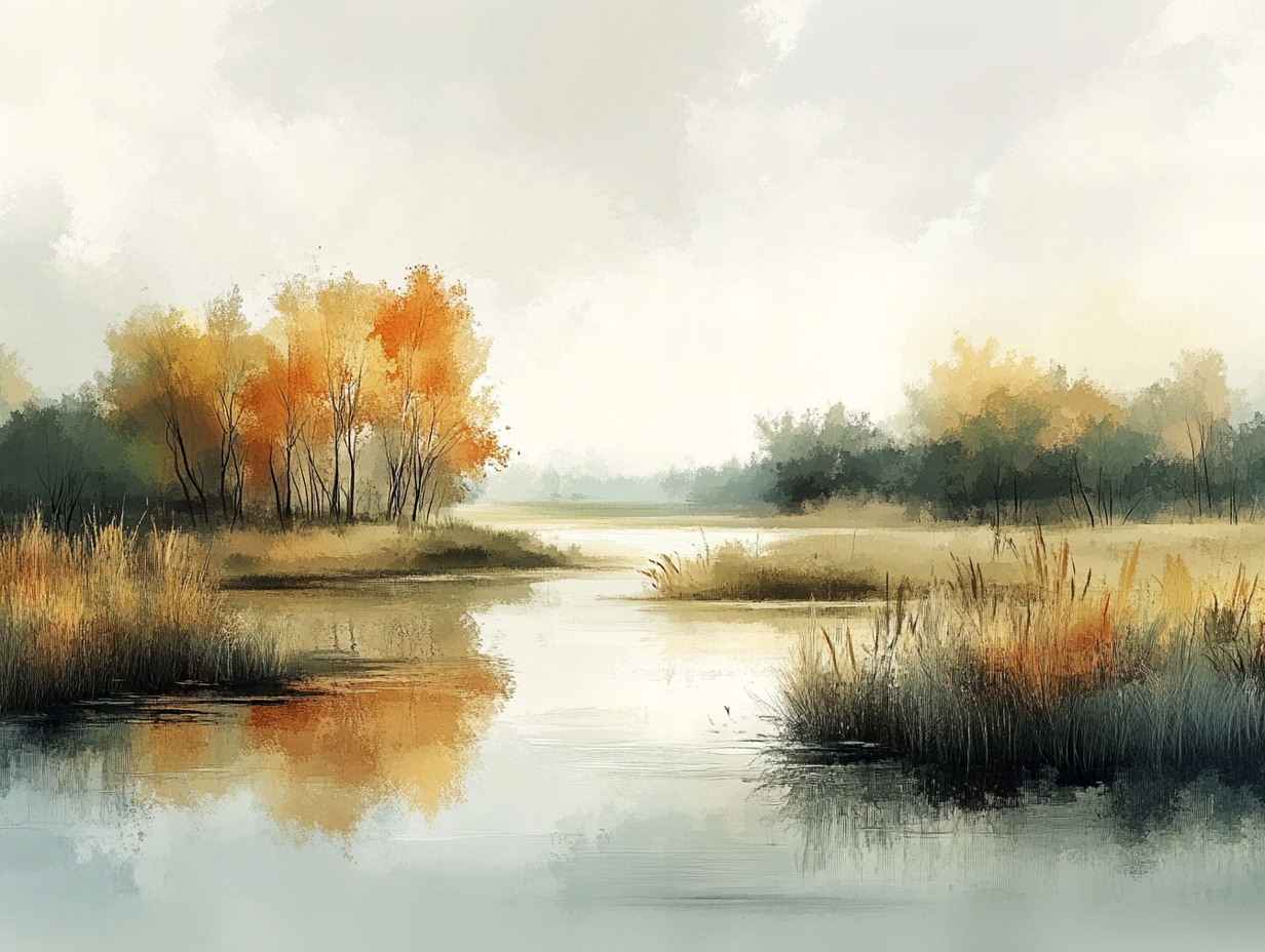 Obraz Na Plátně Canvas Krajina Pohled Na Řeku Stromy Podzim 100x75
