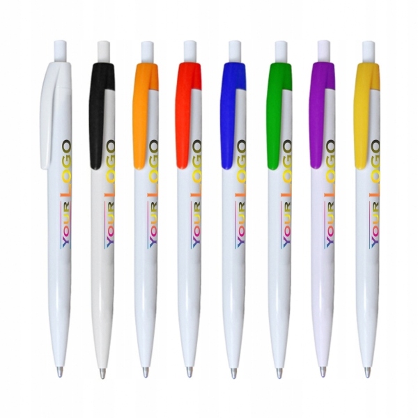 DŁUGOPISY REKLAMOWE z kolorowym nadrukiem LOGO do szkoły na DNI OTWARTE