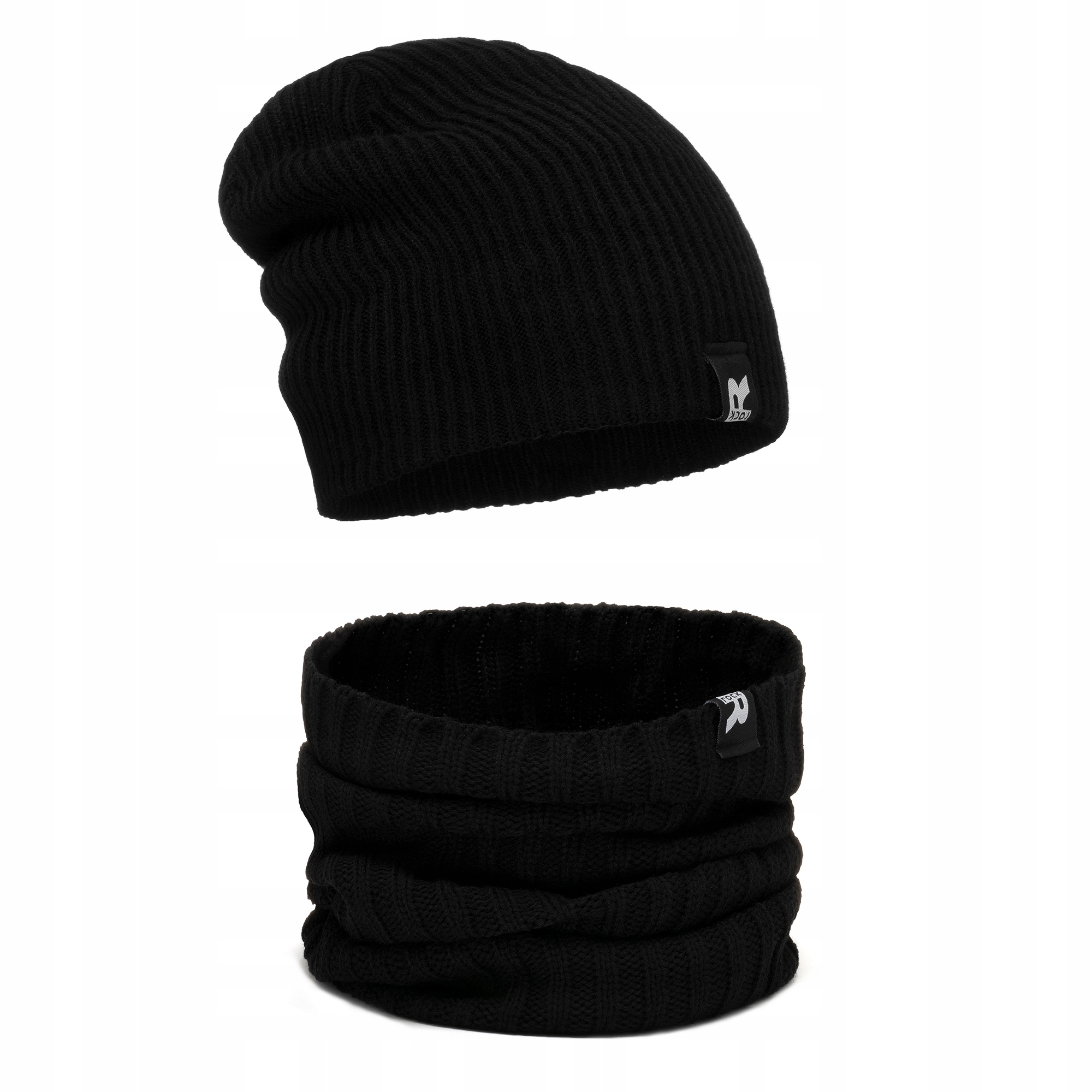 

Czarny Komplet Męski Czapka Komin wz6