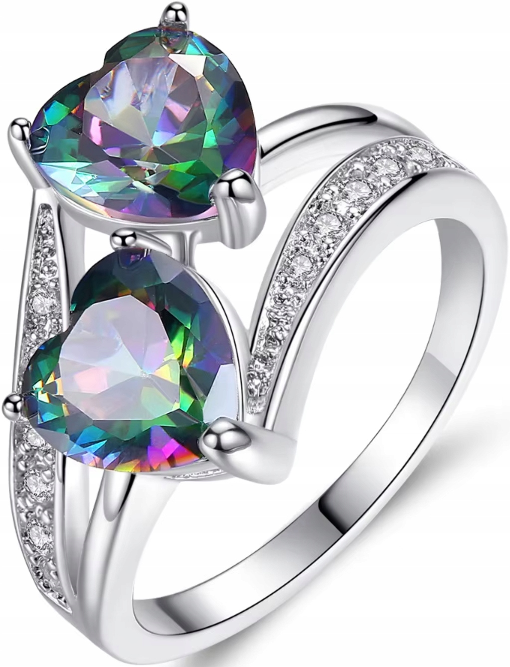 Stříbrný Prstýnek kameny ve tvaru srdce, stylový, módní, nerezová Ocel