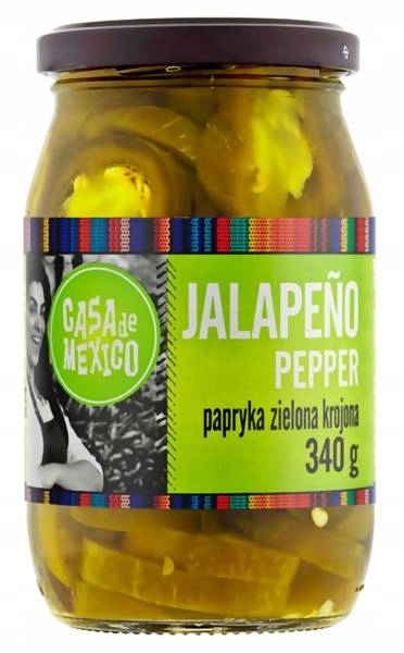 Levně Casa De Mexico Zelená paprika Jalapeno krájená 340 g