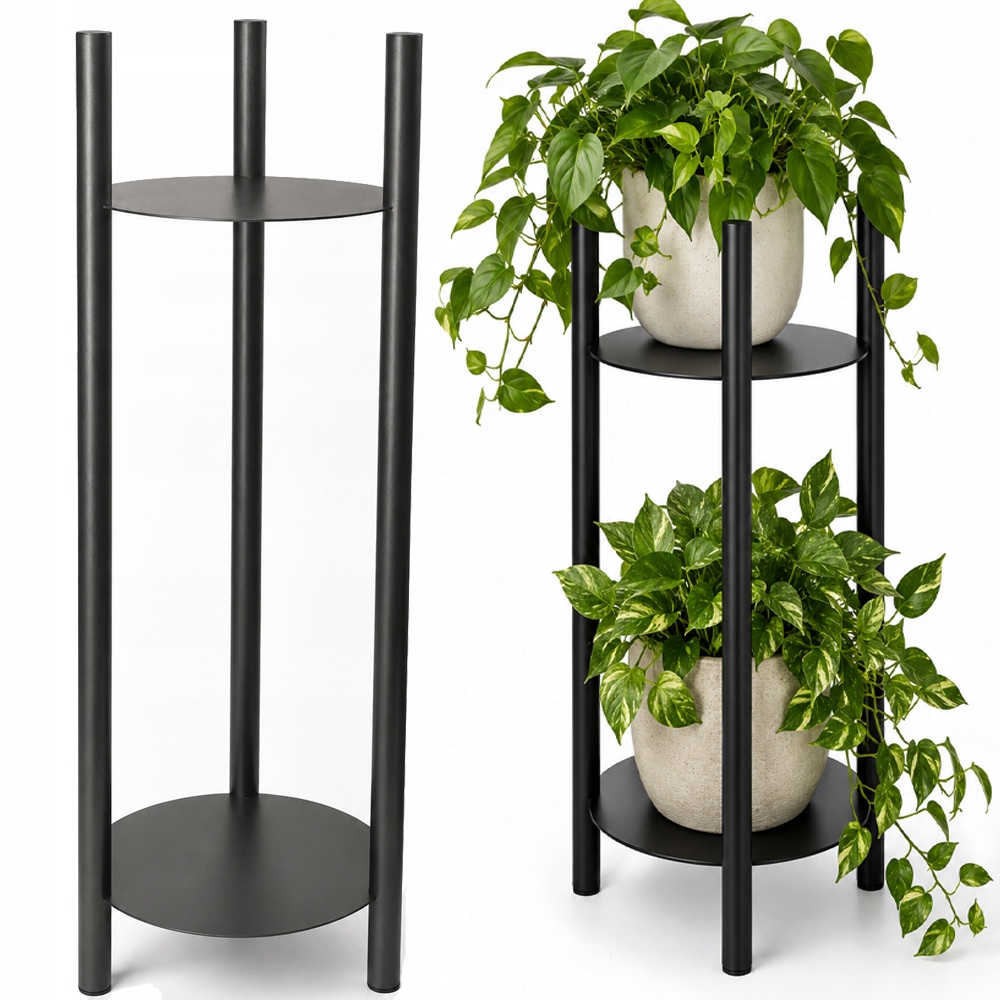 Držák Na Květináč kovový stojící na 2 květy kulatý loft 70 cm výrobce fi 26 cm