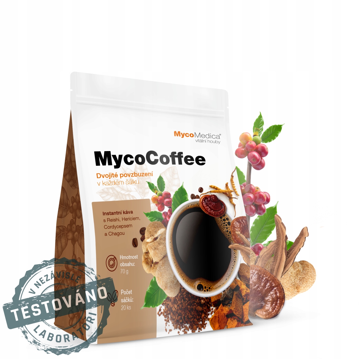 Levně MycoMedica MycoCoffee, Arabika Reishi Hericium Chaga a Cordyceps 20 sáčku