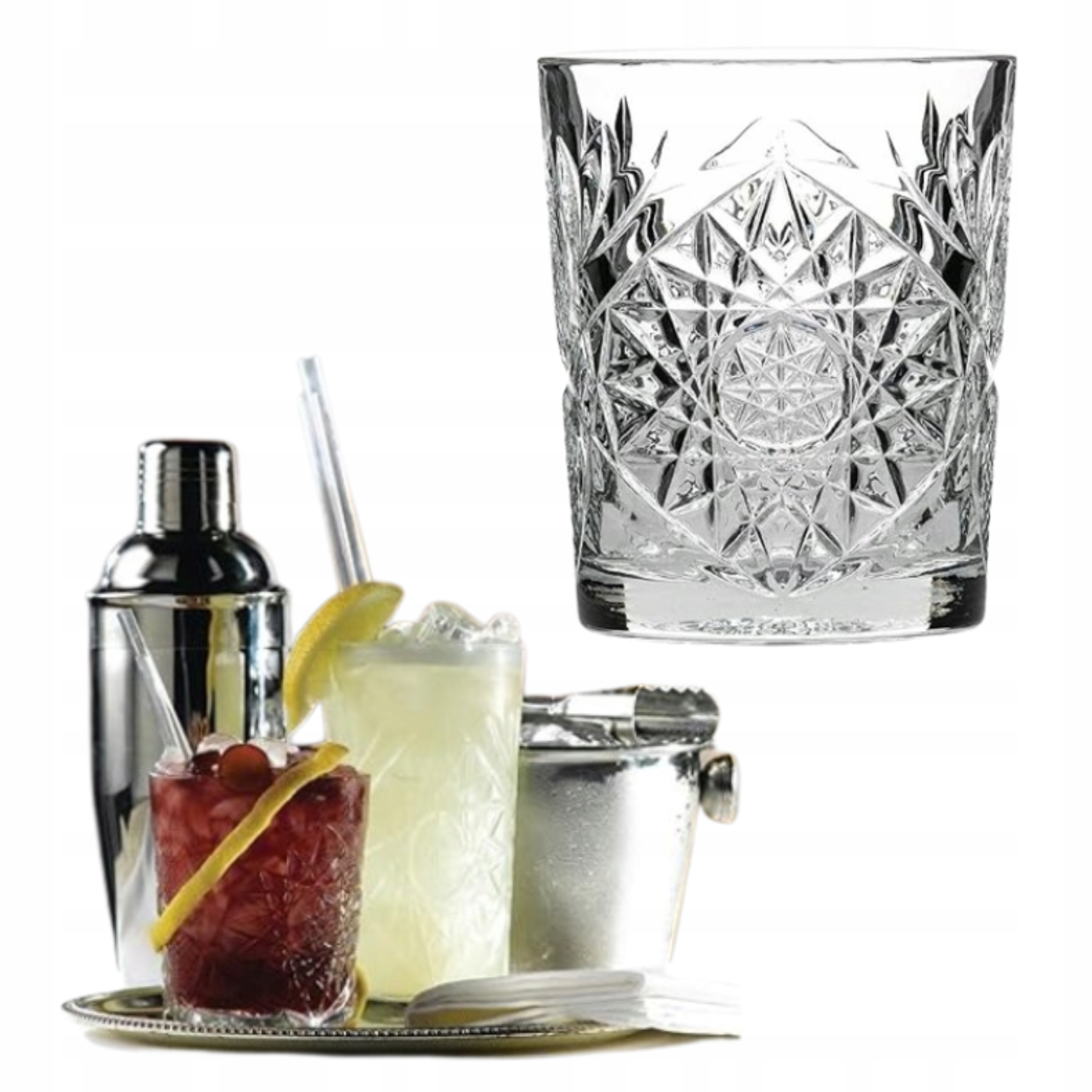 Poháre na whisky s hrubým dnom Sada 12 Kusov 340 ml Štýl Wintage Sklo