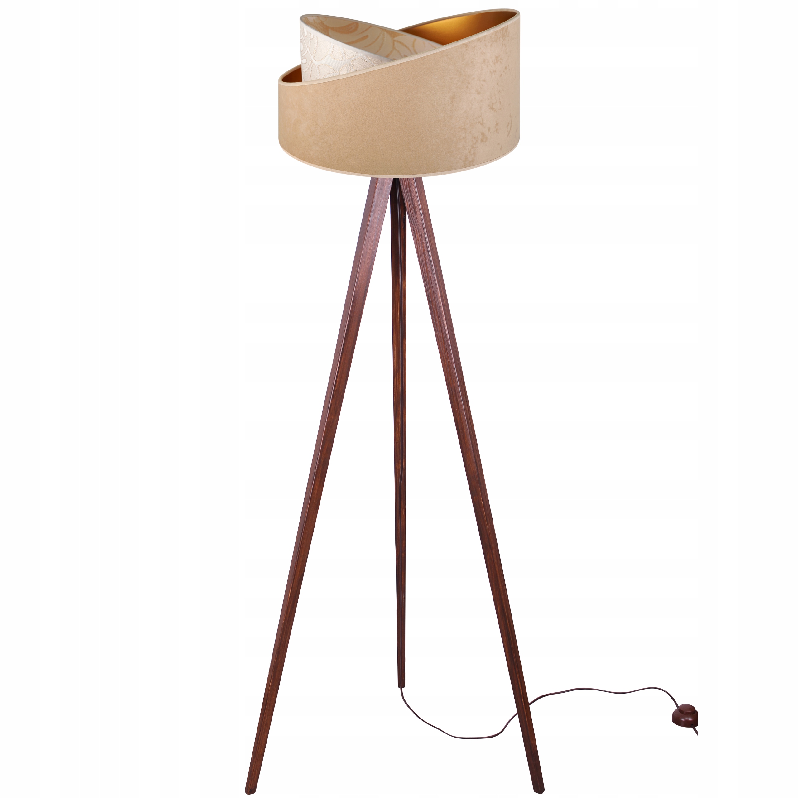 Stojaca Podlahová Lampa Trojnožka Drevo Tienidlo Vzor