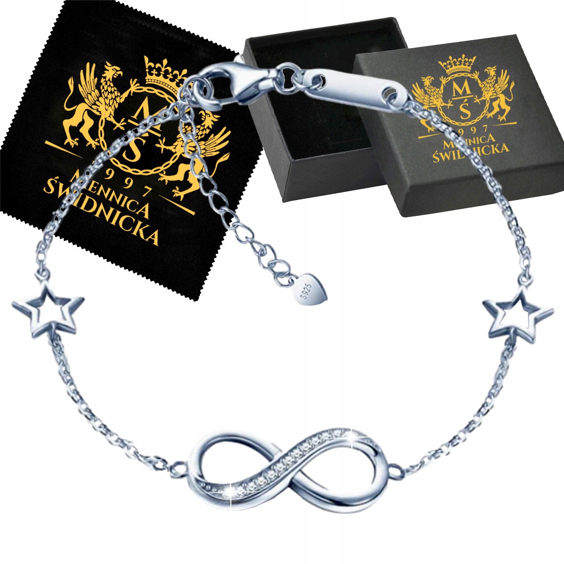 Stříbrný náramek Stříbro 925 Dámský jako Dárek Celebrita Infinity s Gravírování