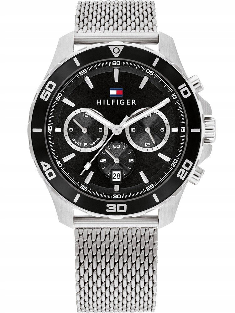 Zegarek Męski Tommy Hilfiger 1792092 Srebrny Datownik 50M Na Dzień Chłopaka