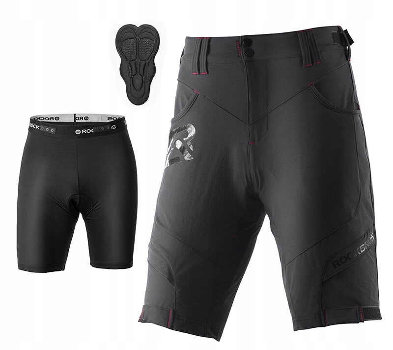Krótkie spodenki rowerowe 2w1 wkładka 4D Mtb trekkingowe YPK020 XL Bk
