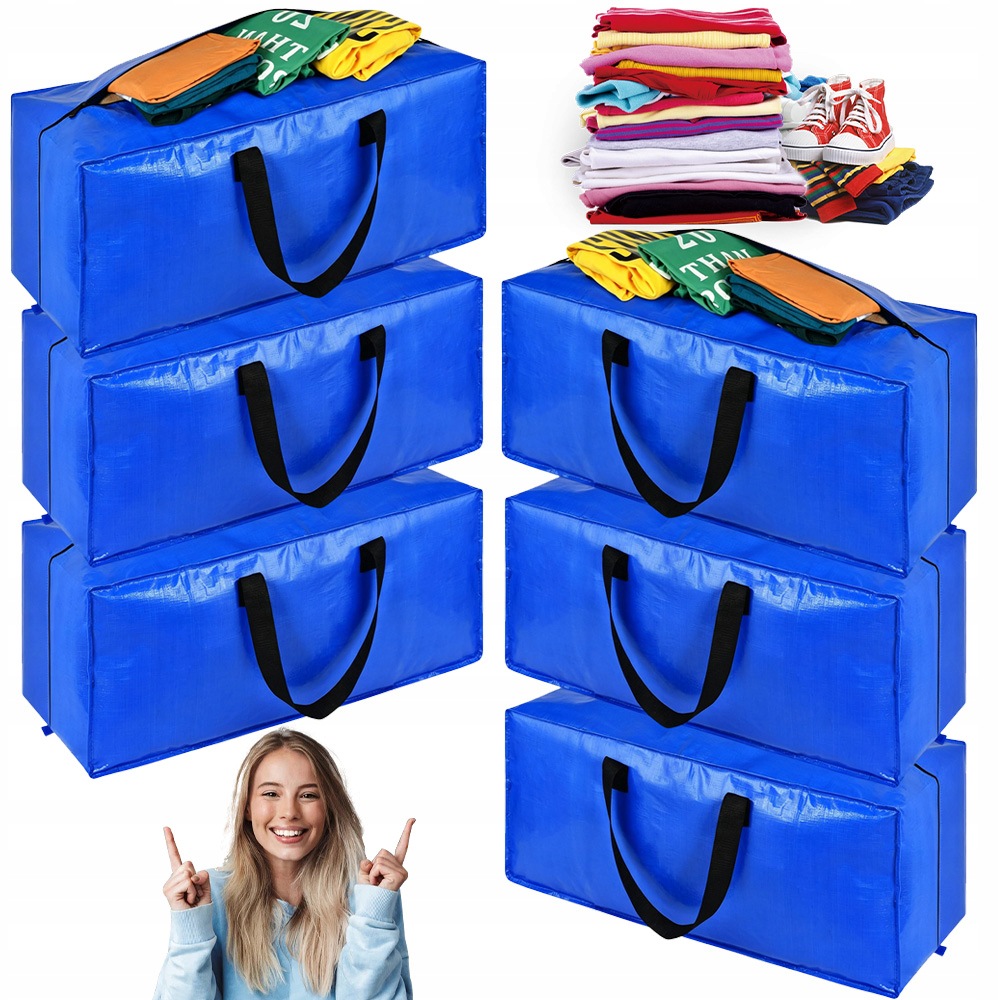 6 x Voděodolná úložná taška na zip na oblečení Povlečení 74x37x38