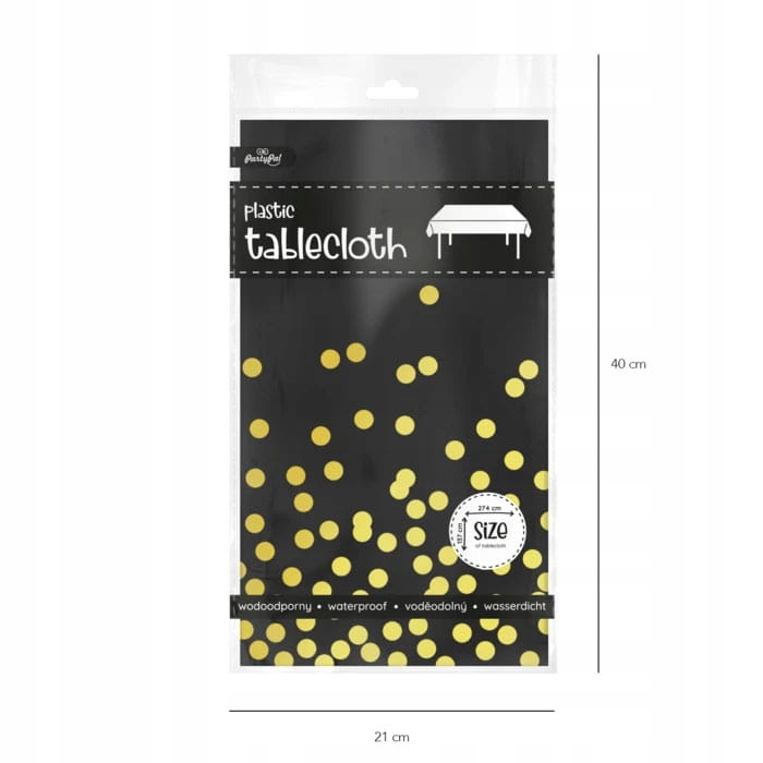 OBRUS CERATOWY CZARNO ZŁOTY 137 X 274 CM Stan opakowania oryginalne