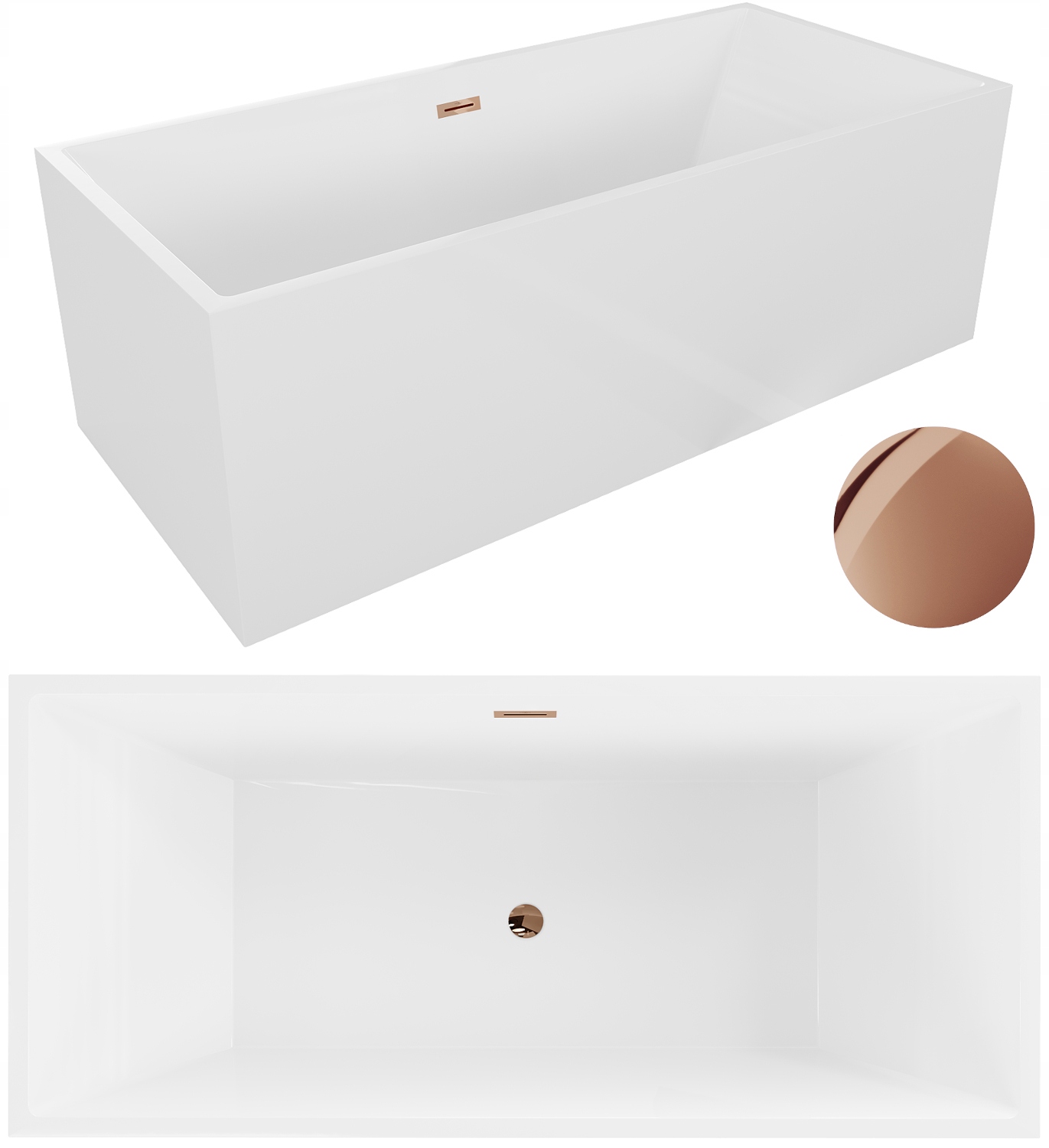 Mexen Vigo Wanna Wolnostojąca Biała 178,5x80 Rose Gold