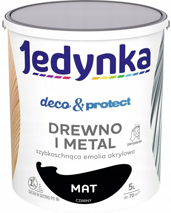 JEDYNKA EMALIA DECO PROTECT DREWNO CZARNY MAT 5L Marka Jedynka